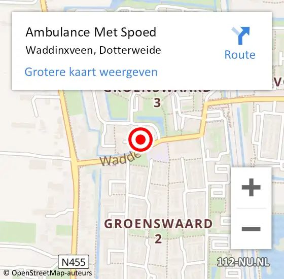 Locatie op kaart van de 112 melding: Ambulance Met Spoed Naar Waddinxveen, Dotterweide op 31 maart 2022 18:05