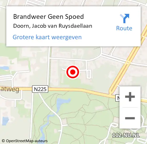 Locatie op kaart van de 112 melding: Brandweer Geen Spoed Naar Doorn, Jacob van Ruysdaellaan op 31 maart 2022 18:16