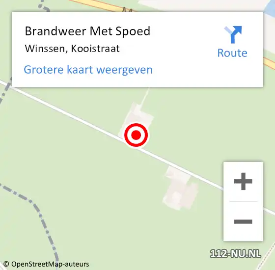 Locatie op kaart van de 112 melding: Brandweer Met Spoed Naar Winssen, Kooistraat op 31 maart 2022 18:35