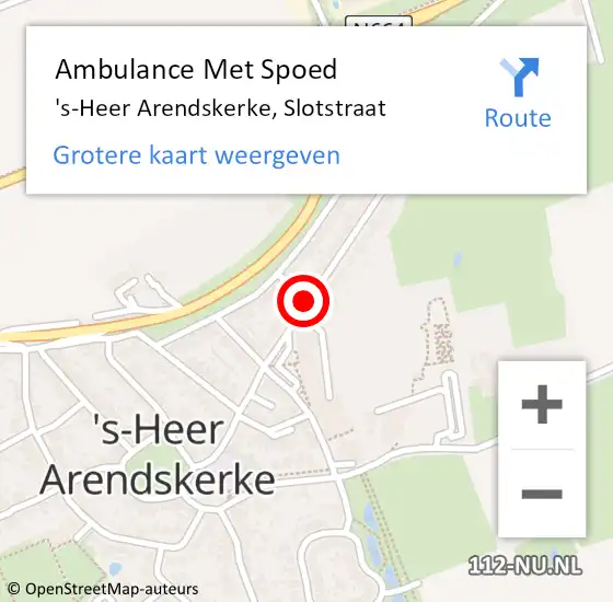 Locatie op kaart van de 112 melding: Ambulance Met Spoed Naar 's-Heer Arendskerke, Slotstraat op 12 juli 2014 20:54