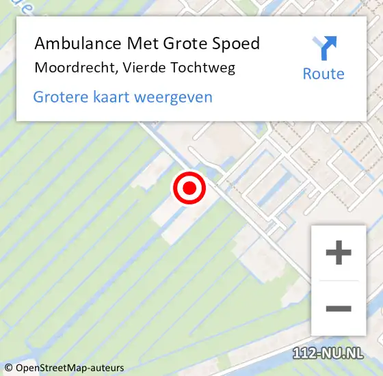 Locatie op kaart van de 112 melding: Ambulance Met Grote Spoed Naar Moordrecht, Vierde Tochtweg op 31 maart 2022 18:42