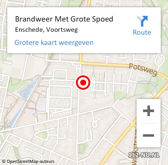 Locatie op kaart van de 112 melding: Brandweer Met Grote Spoed Naar Enschede, Voortsweg op 31 maart 2022 18:42