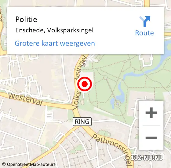 Locatie op kaart van de 112 melding: Politie Enschede, Volksparksingel op 31 maart 2022 18:45