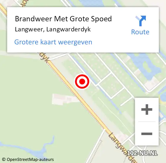 Locatie op kaart van de 112 melding: Brandweer Met Grote Spoed Naar Langweer, Langwarderdyk op 31 maart 2022 18:48