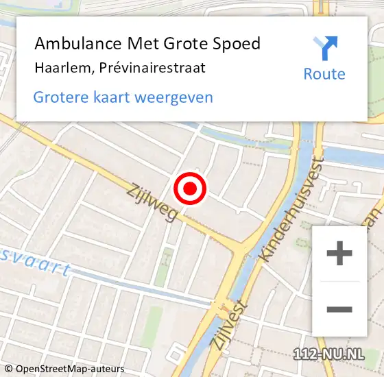 Locatie op kaart van de 112 melding: Ambulance Met Grote Spoed Naar Haarlem, Prévinairestraat op 31 maart 2022 18:49