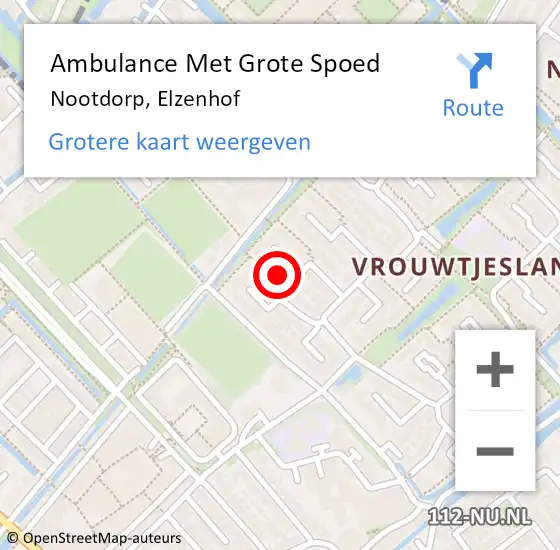 Locatie op kaart van de 112 melding: Ambulance Met Grote Spoed Naar Nootdorp, Elzenhof op 31 maart 2022 18:56