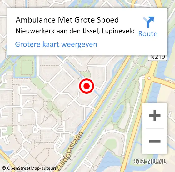 Locatie op kaart van de 112 melding: Ambulance Met Grote Spoed Naar Nieuwerkerk aan den IJssel, Lupineveld op 31 maart 2022 19:05