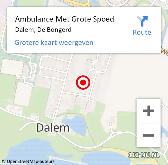 Locatie op kaart van de 112 melding: Ambulance Met Grote Spoed Naar Dalem, De Bongerd op 31 maart 2022 19:17