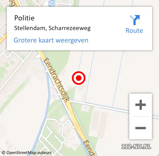 Locatie op kaart van de 112 melding: Politie Stellendam, Scharrezeeweg op 31 maart 2022 19:17