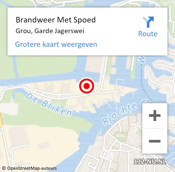 Locatie op kaart van de 112 melding: Brandweer Met Spoed Naar Grou, Garde Jagerswei op 31 maart 2022 19:40