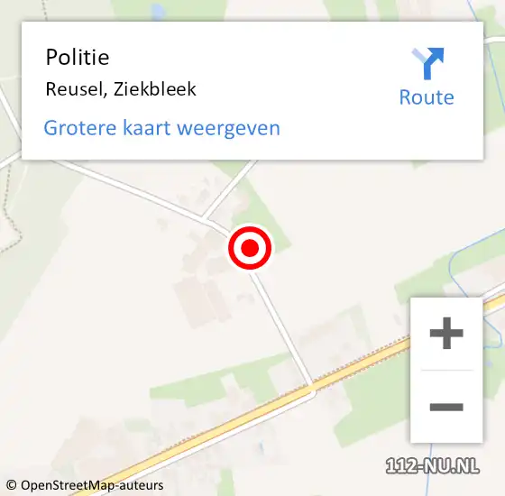 Locatie op kaart van de 112 melding: Politie Reusel, Ziekbleek op 31 maart 2022 19:42