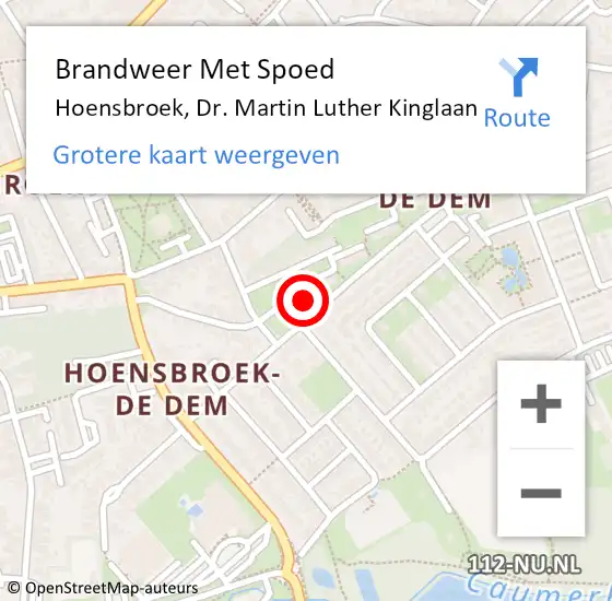 Locatie op kaart van de 112 melding: Brandweer Met Spoed Naar Hoensbroek, Dr. Martin Luther Kinglaan op 31 maart 2022 20:12