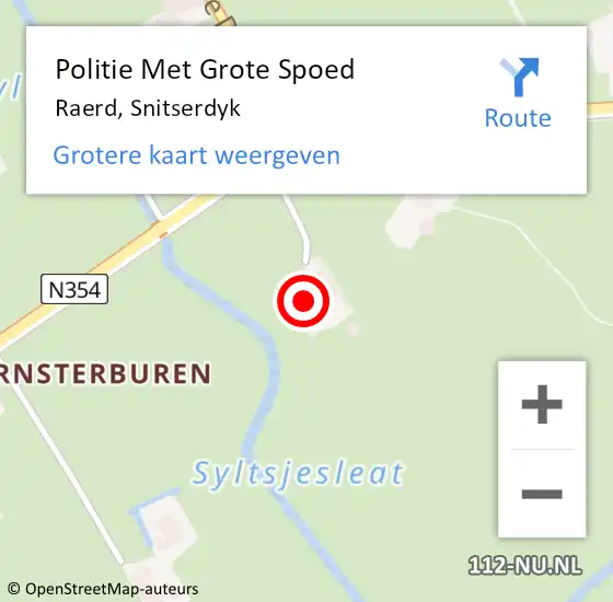 Locatie op kaart van de 112 melding: Politie Met Grote Spoed Naar Raerd, Snitserdyk op 31 maart 2022 20:30