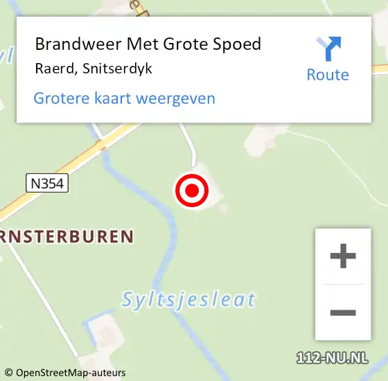 Locatie op kaart van de 112 melding: Brandweer Met Grote Spoed Naar Raerd, Snitserdyk op 31 maart 2022 20:32