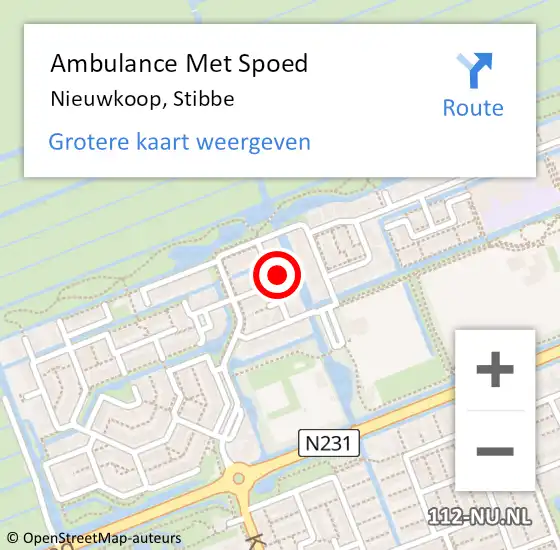 Locatie op kaart van de 112 melding: Ambulance Met Spoed Naar Nieuwkoop, Stibbe op 31 maart 2022 20:32