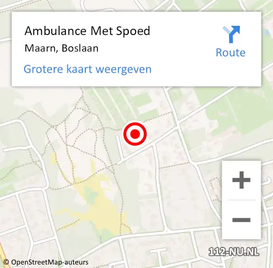 Locatie op kaart van de 112 melding: Ambulance Met Spoed Naar Maarn, Boslaan op 12 juli 2014 21:06