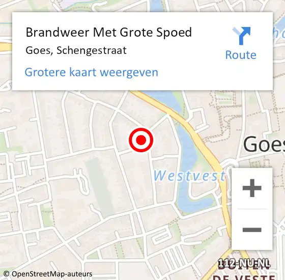 Locatie op kaart van de 112 melding: Brandweer Met Grote Spoed Naar Goes, Schengestraat op 31 maart 2022 20:42