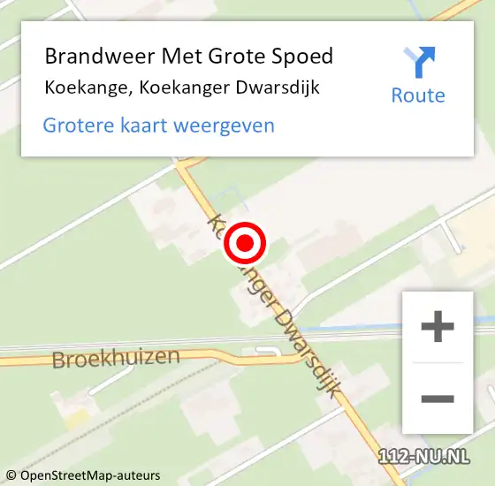 Locatie op kaart van de 112 melding: Brandweer Met Grote Spoed Naar Koekange, Koekanger Dwarsdijk op 31 maart 2022 21:53