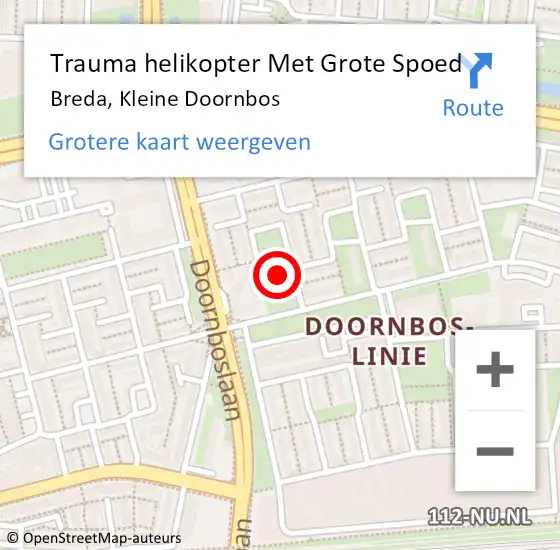 Locatie op kaart van de 112 melding: Trauma helikopter Met Grote Spoed Naar Breda, Kleine Doornbos op 31 maart 2022 22:48