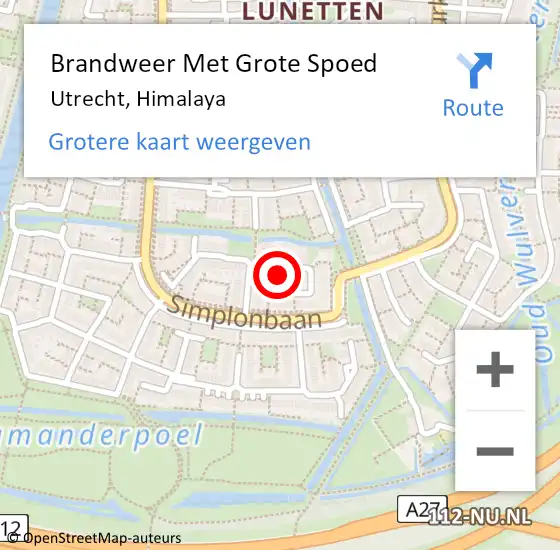 Locatie op kaart van de 112 melding: Brandweer Met Grote Spoed Naar Utrecht, Himalaya op 31 maart 2022 22:52