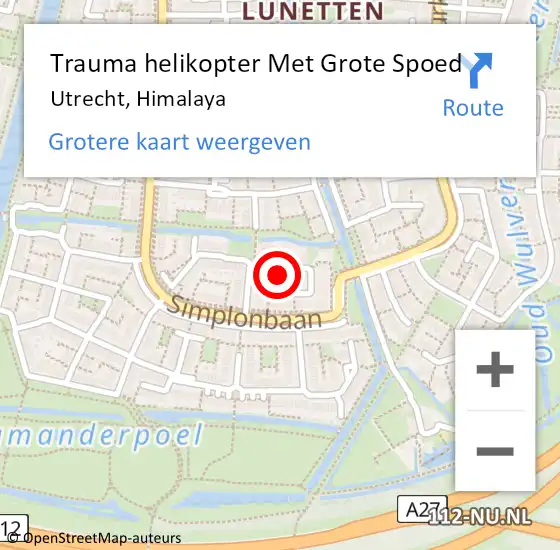 Locatie op kaart van de 112 melding: Trauma helikopter Met Grote Spoed Naar Utrecht, Himalaya op 31 maart 2022 22:54