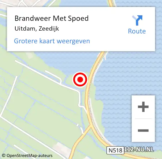 Locatie op kaart van de 112 melding: Brandweer Met Spoed Naar Uitdam, Zeedijk op 31 maart 2022 22:55