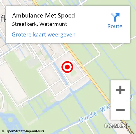 Locatie op kaart van de 112 melding: Ambulance Met Spoed Naar Streefkerk, Watermunt op 31 maart 2022 22:57