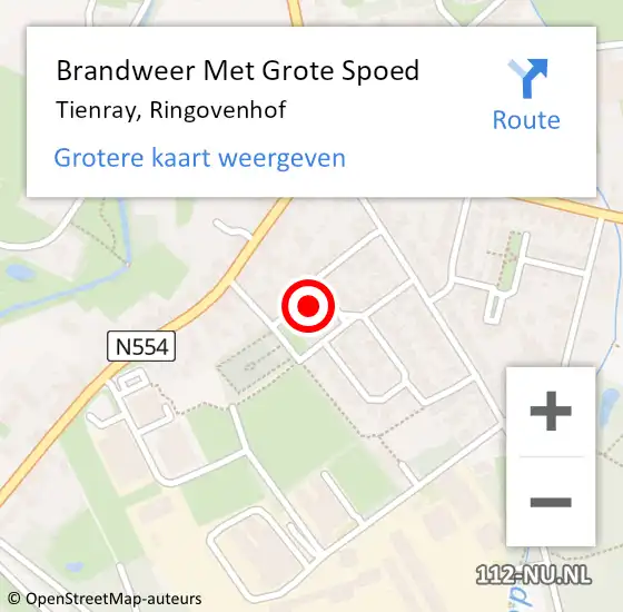 Locatie op kaart van de 112 melding: Brandweer Met Grote Spoed Naar Tienray, Ringovenhof op 31 maart 2022 22:58