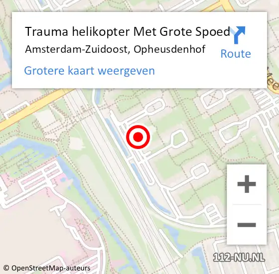 Locatie op kaart van de 112 melding: Trauma helikopter Met Grote Spoed Naar Amsterdam-Zuidoost, Opheusdenhof op 31 maart 2022 23:16