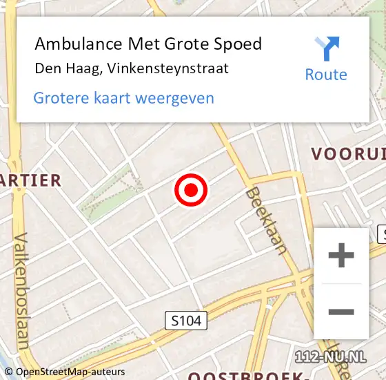 Locatie op kaart van de 112 melding: Ambulance Met Grote Spoed Naar Den Haag, Vinkensteynstraat op 31 maart 2022 23:20