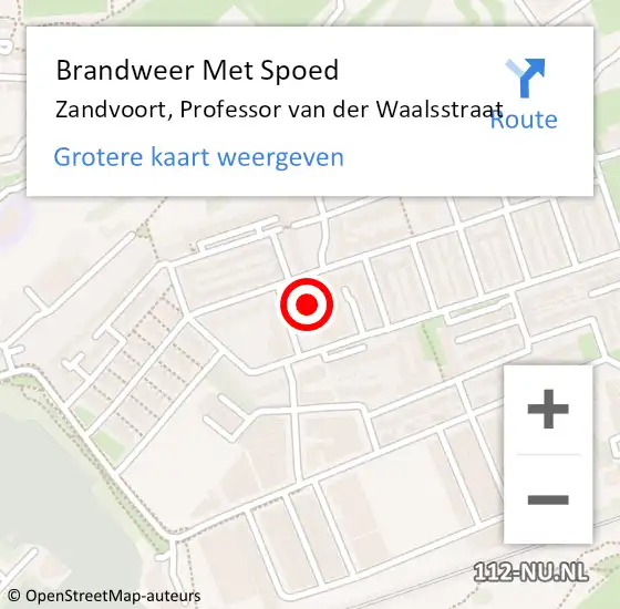 Locatie op kaart van de 112 melding: Brandweer Met Spoed Naar Zandvoort, Professor van der Waalsstraat op 31 maart 2022 23:27