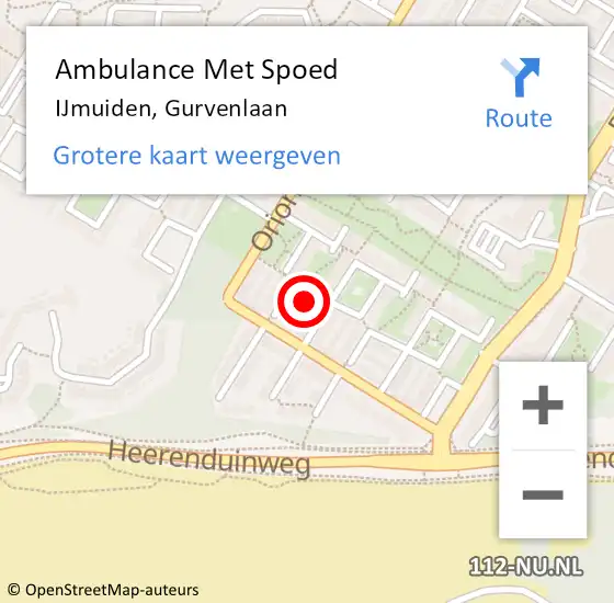 Locatie op kaart van de 112 melding: Ambulance Met Spoed Naar IJmuiden, Gurvenlaan op 31 maart 2022 23:33