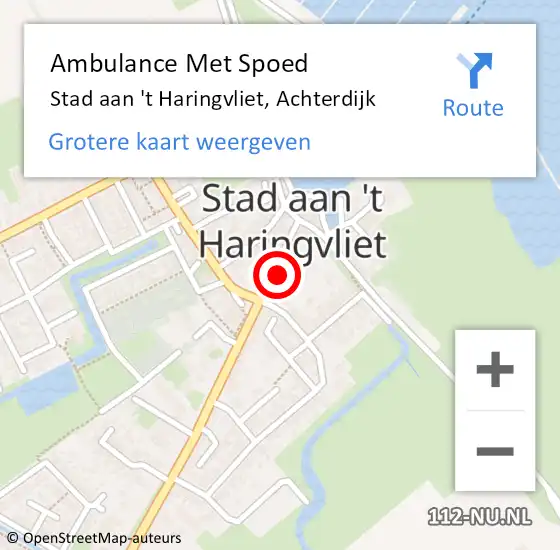 Locatie op kaart van de 112 melding: Ambulance Met Spoed Naar Stad aan 't Haringvliet, Achterdijk op 31 maart 2022 23:48