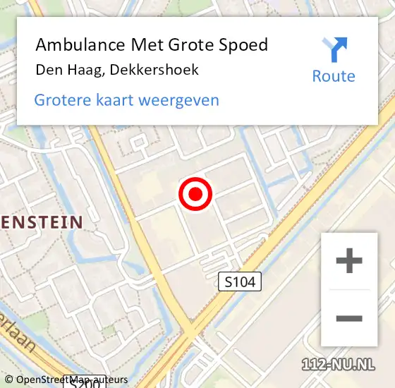 Locatie op kaart van de 112 melding: Ambulance Met Grote Spoed Naar Den Haag, Dekkershoek op 1 april 2022 01:13
