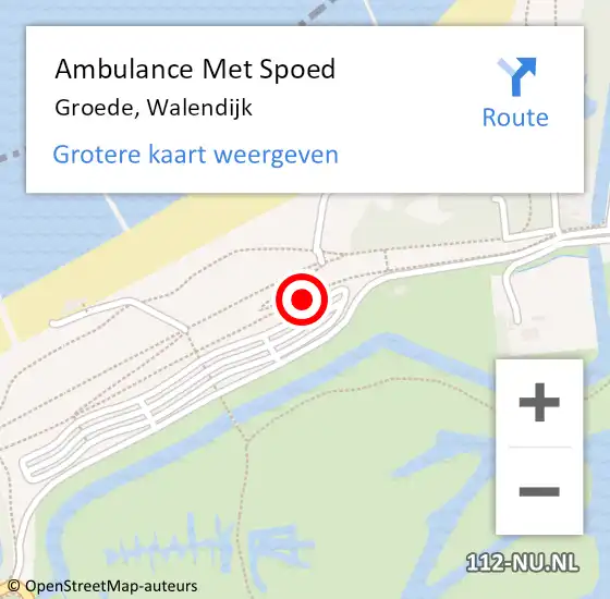 Locatie op kaart van de 112 melding: Ambulance Met Spoed Naar Groede, Walendijk op 12 juli 2014 21:29