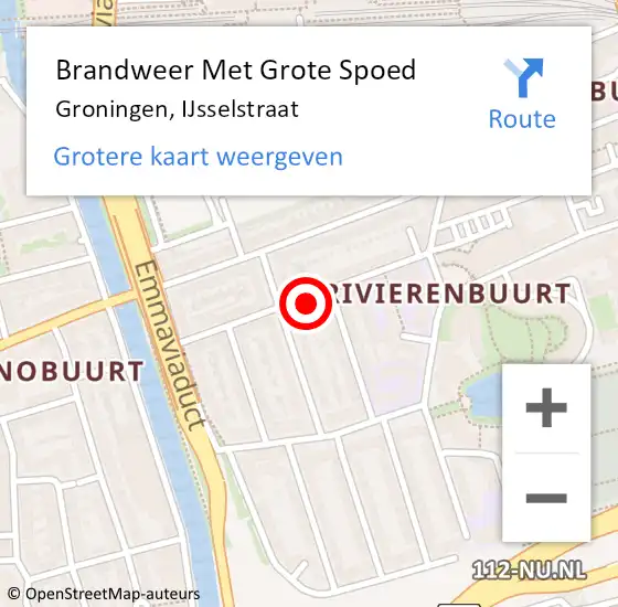 Locatie op kaart van de 112 melding: Brandweer Met Grote Spoed Naar Groningen, IJsselstraat op 1 april 2022 04:06