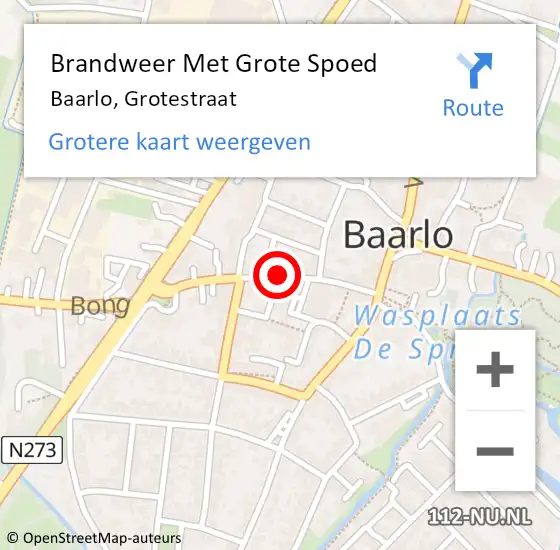 Locatie op kaart van de 112 melding: Brandweer Met Grote Spoed Naar Baarlo, Grotestraat op 1 april 2022 04:29