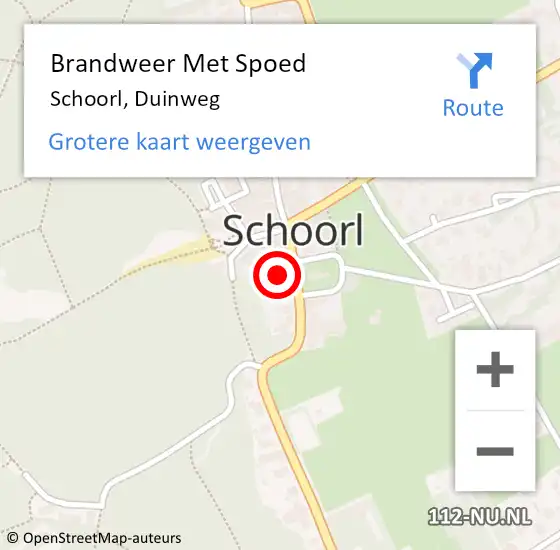 Locatie op kaart van de 112 melding: Brandweer Met Spoed Naar Schoorl, Duinweg op 1 april 2022 05:43