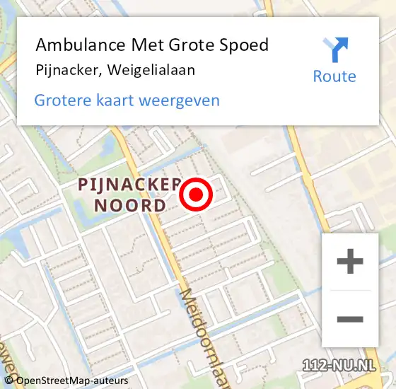 Locatie op kaart van de 112 melding: Ambulance Met Grote Spoed Naar Pijnacker, Weigelialaan op 1 april 2022 07:13