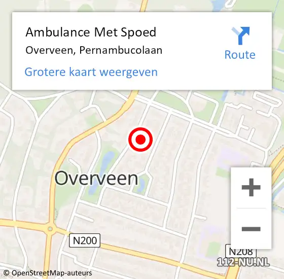 Locatie op kaart van de 112 melding: Ambulance Met Spoed Naar Overveen, Pernambucolaan op 1 april 2022 07:32