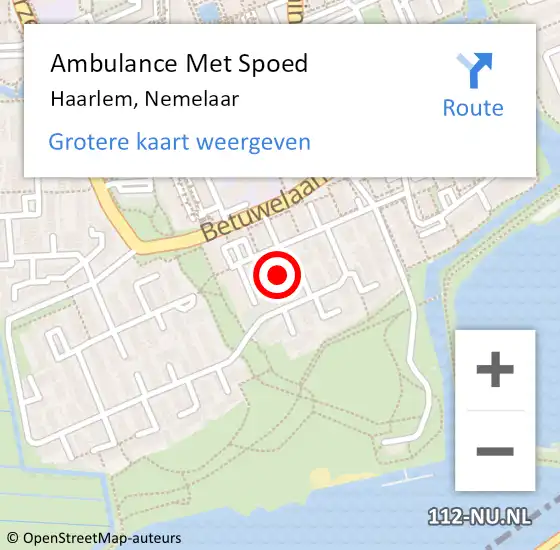 Locatie op kaart van de 112 melding: Ambulance Met Spoed Naar Haarlem, Nemelaar op 1 april 2022 07:51