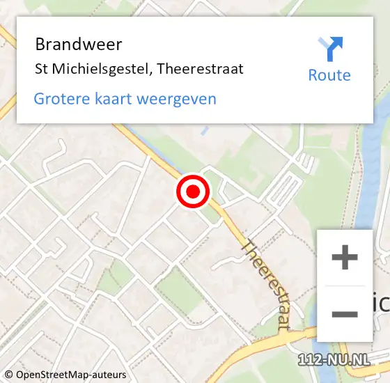 Locatie op kaart van de 112 melding: Brandweer St Michielsgestel, Theerestraat op 12 juli 2014 21:45