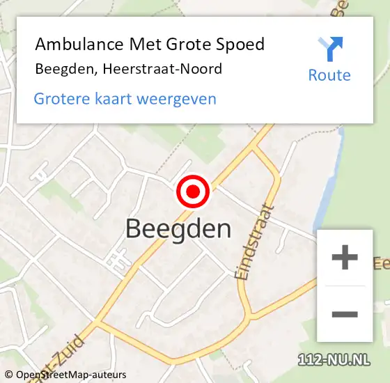 Locatie op kaart van de 112 melding: Ambulance Met Grote Spoed Naar Beegden, Heerstraat-Noord op 1 april 2022 08:21