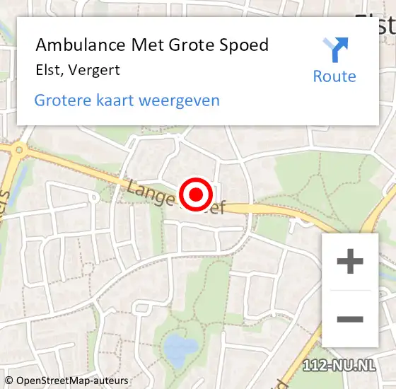 Locatie op kaart van de 112 melding: Ambulance Met Grote Spoed Naar Elst, Vergert op 1 april 2022 08:22