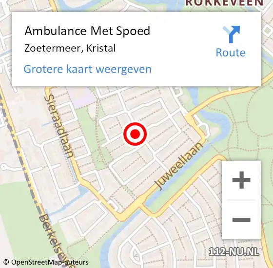 Locatie op kaart van de 112 melding: Ambulance Met Spoed Naar Zoetermeer, Kristal op 1 april 2022 08:43