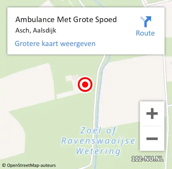 Locatie op kaart van de 112 melding: Ambulance Met Grote Spoed Naar Asch, Aalsdijk op 1 april 2022 08:43