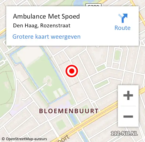 Locatie op kaart van de 112 melding: Ambulance Met Spoed Naar Den Haag, Rozenstraat op 1 april 2022 08:58