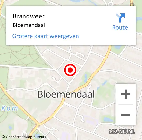 Locatie op kaart van de 112 melding: Brandweer Bloemendaal op 1 april 2022 09:21