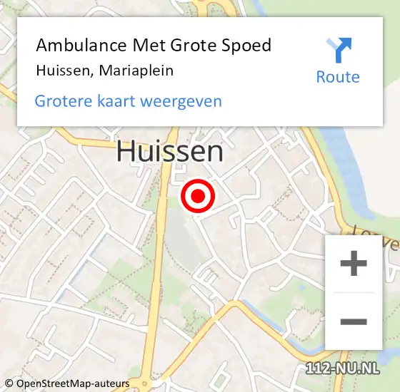 Locatie op kaart van de 112 melding: Ambulance Met Grote Spoed Naar Huissen, Mariaplein op 1 april 2022 09:27