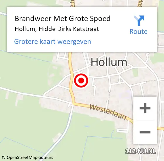 Locatie op kaart van de 112 melding: Brandweer Met Grote Spoed Naar Hollum, Hidde Dirks Katstraat op 1 april 2022 09:29